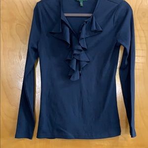 Women’s Ruffled tee shirt  navy Ralph Lauren L